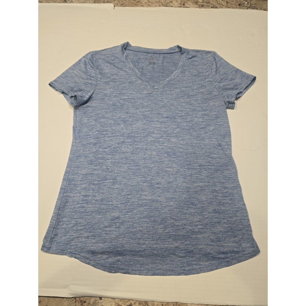 Danskin Women's Blue Athletic Short Sleeve V-Neck Top Size M